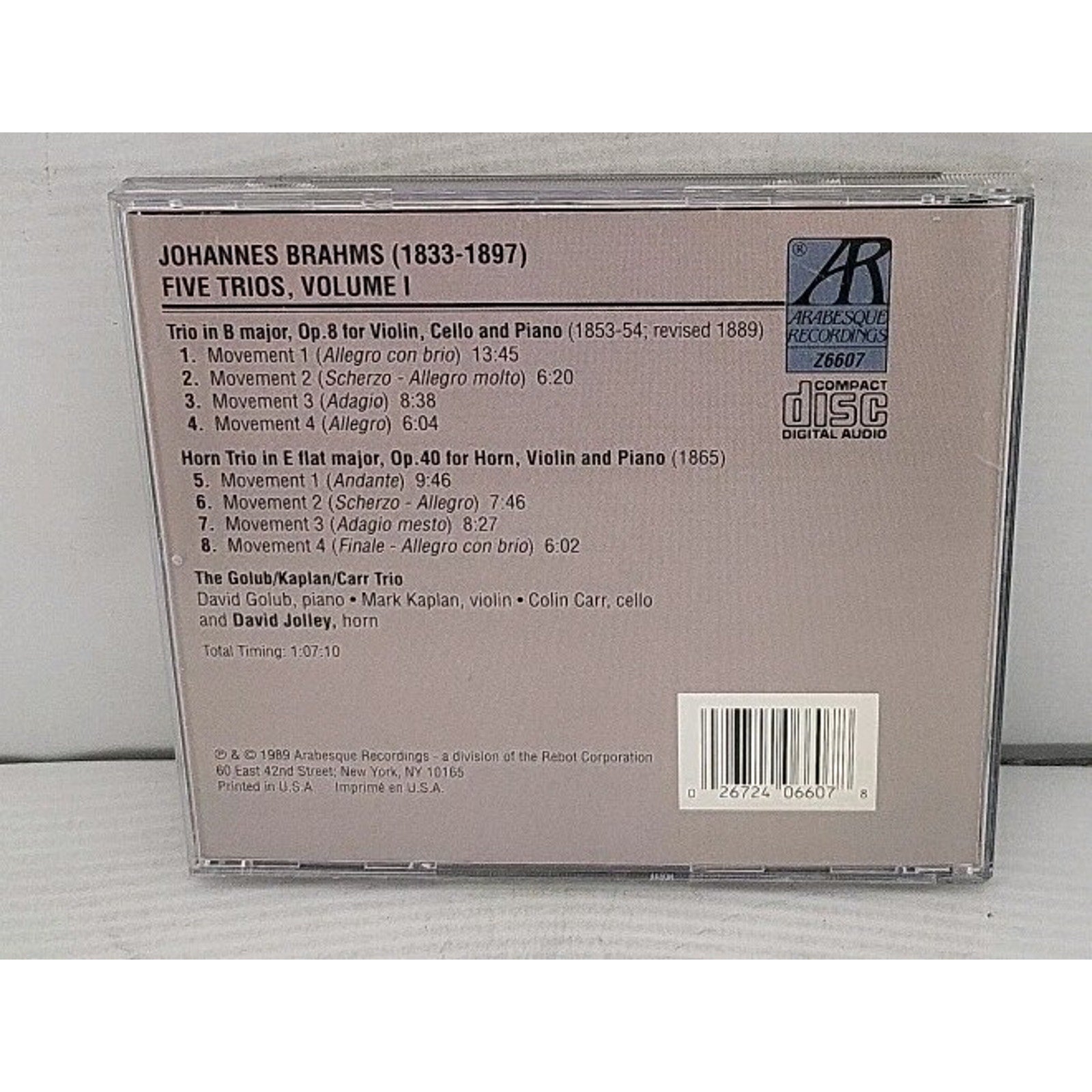 Brahms: Five Trios, Volume I CD