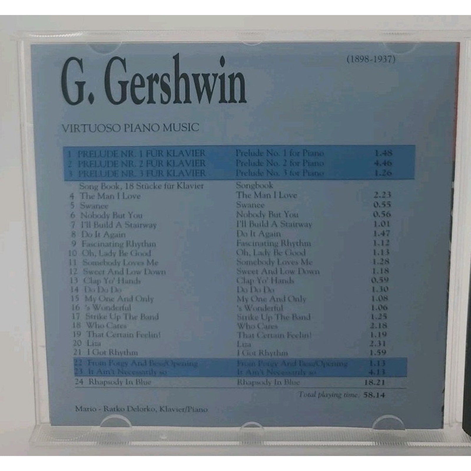 Virtuoso Piano Music by Gershwin, George, Ratko Delorko, (CD, 1997)