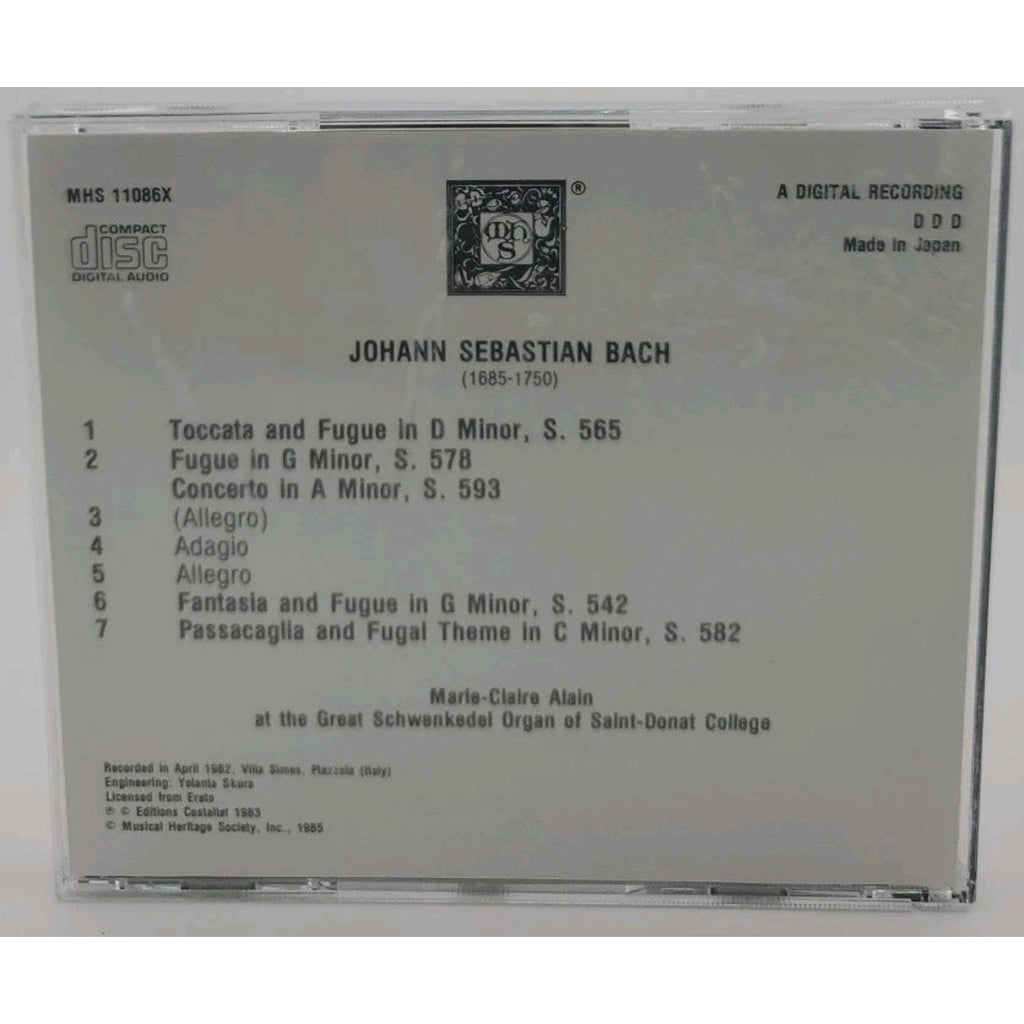 Johann Sebastian Bach Toccata And Fugue In D Minor 565 CD