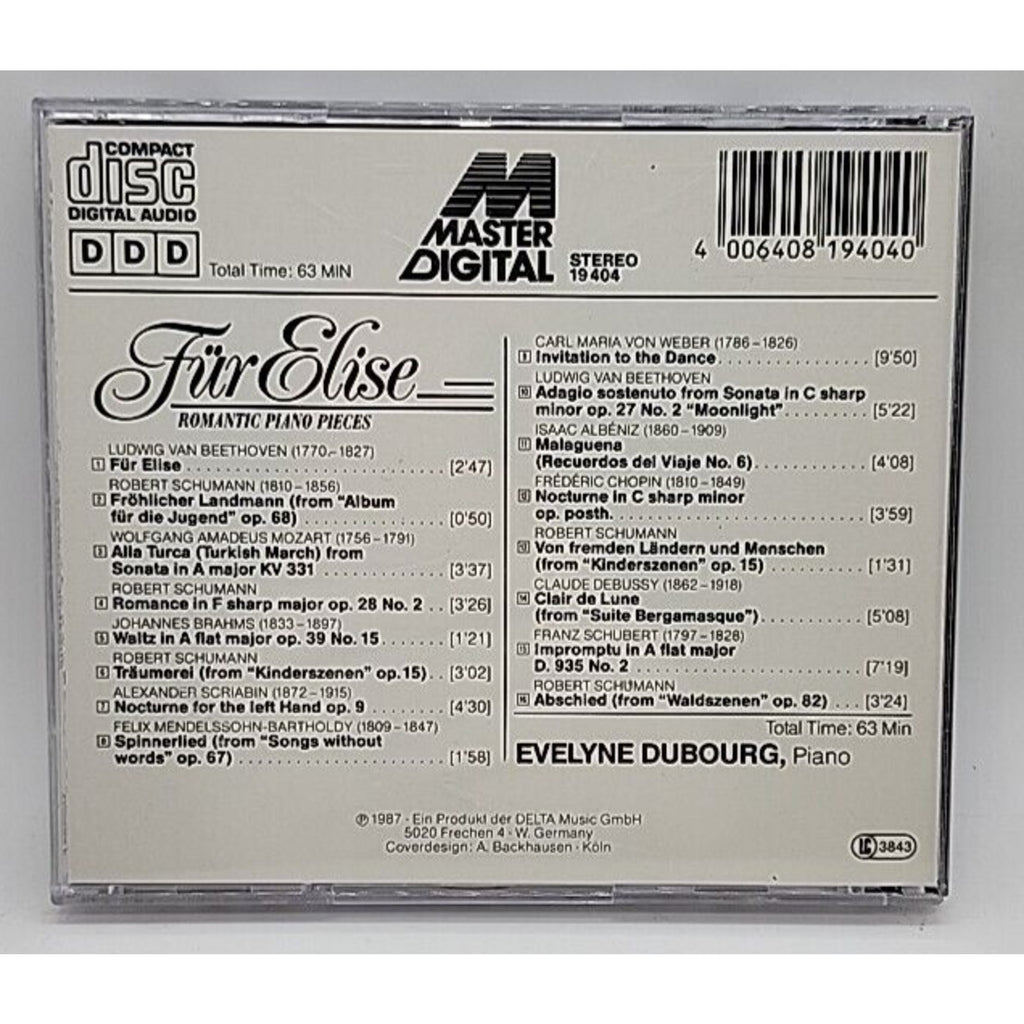 Fur Elise Romantic Piano Pieces Evelyne Dubourg Piano (CD)