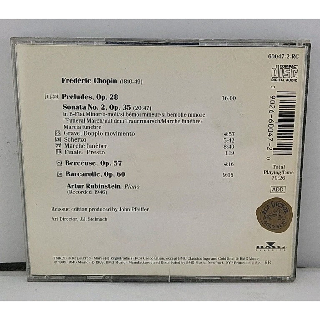 Chopin Preludes, Sonata #2, etc - Arthur Rubinsteins - RCA CD 1989