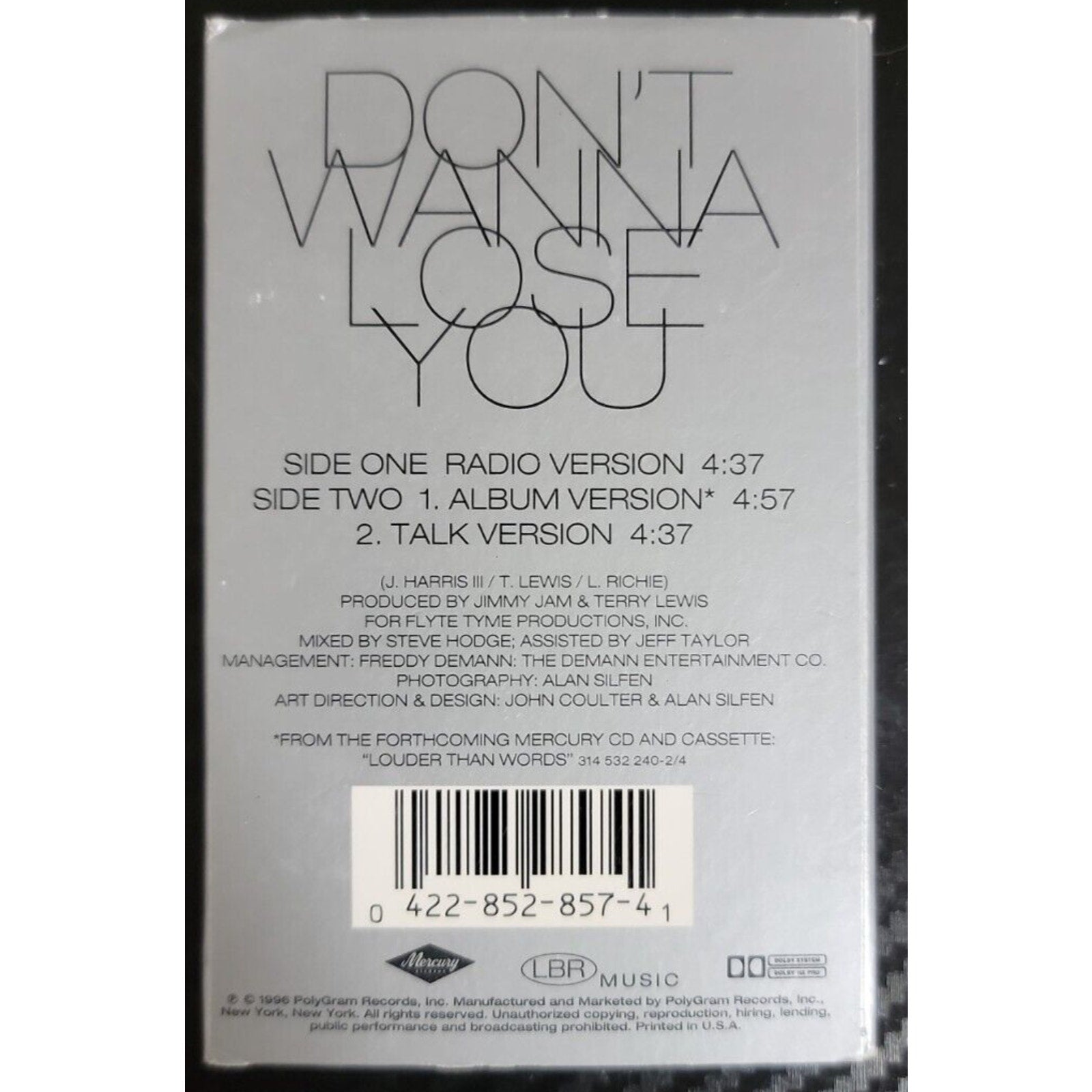 Don't Wanna Lose You [#2] [Single] by Lionel Richie (Cassette,Mar-1996,PolyGram)