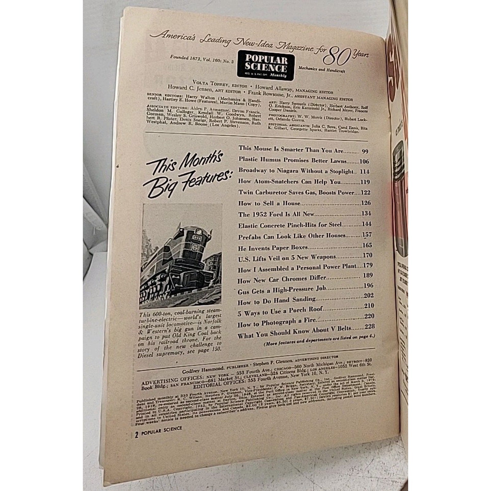Popular Science Monthly Mechanics And Handicraft - March 1952 - Vol.160 No.3
