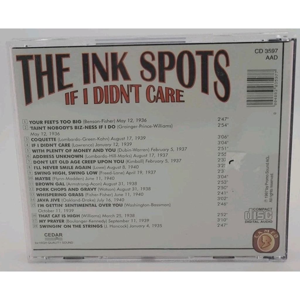 If I Didn't Care by The Ink Spots (CD, 1997)