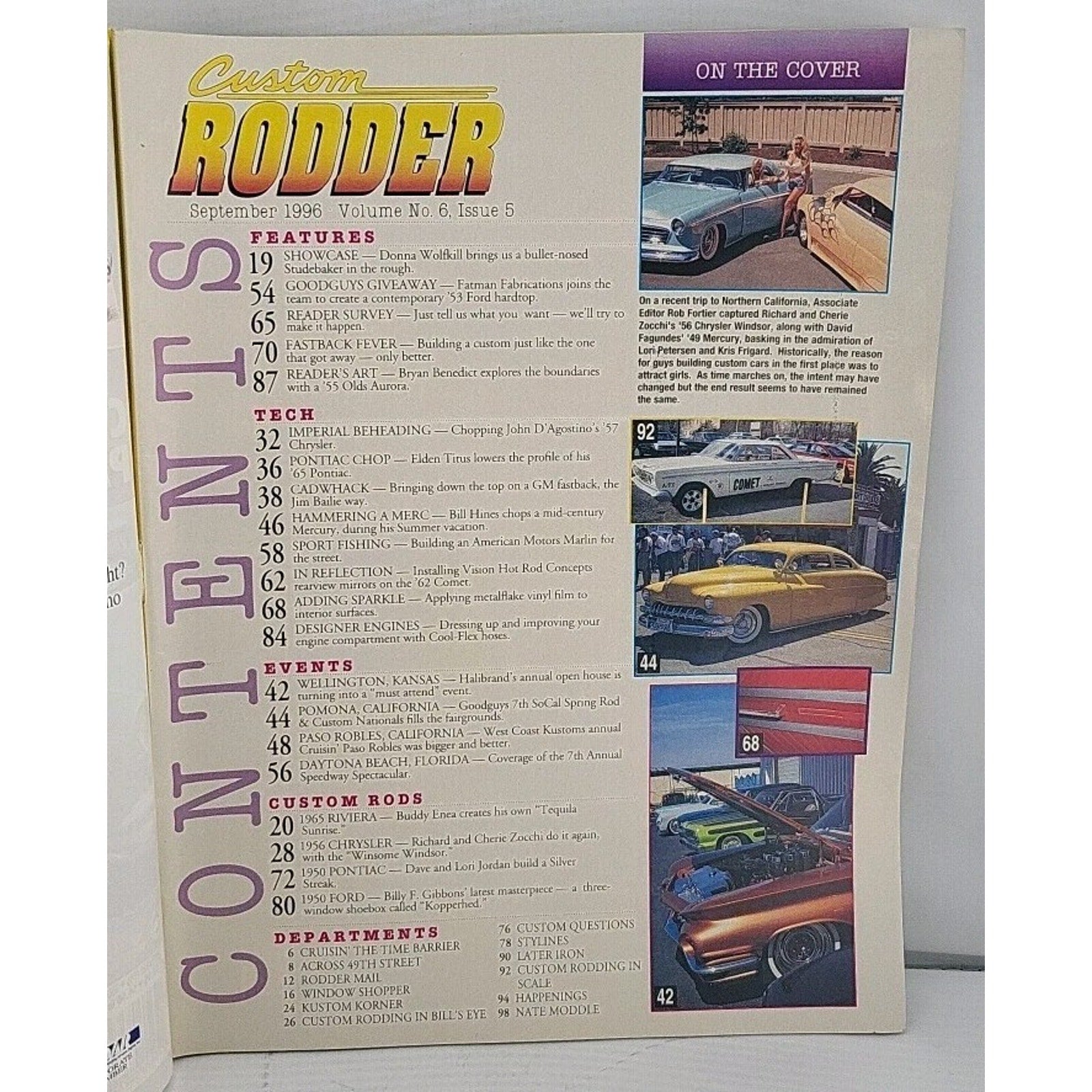 Custom Rodder Sep 1996 Cruisin PAso Robles, Top Chopping Secrets, Cadillac