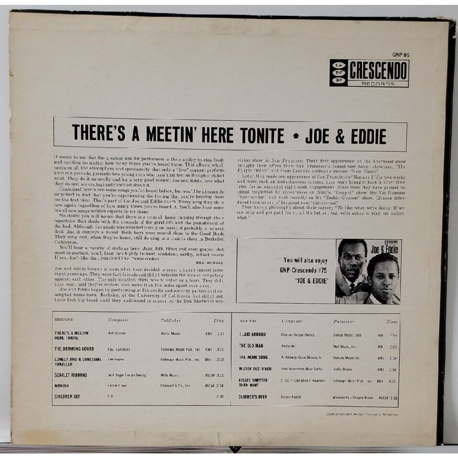 Joe & Eddie In Concert - There's a Meetin' Here Tonite - Cresendo Records GNP 86