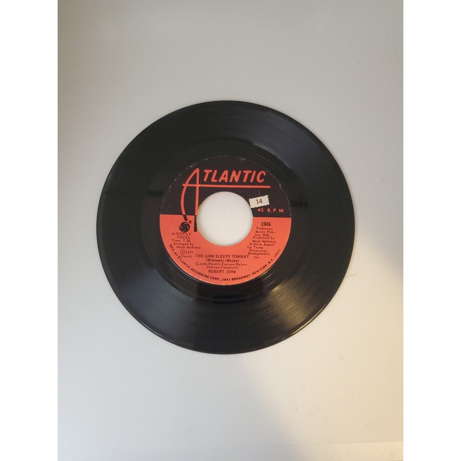 Robert John - The Lion Sleeps Tonight / Janet (Record)