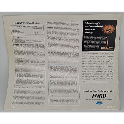 1966 Ford Mustang Sales Brochure Catalog Fastback 2+2 Convertible