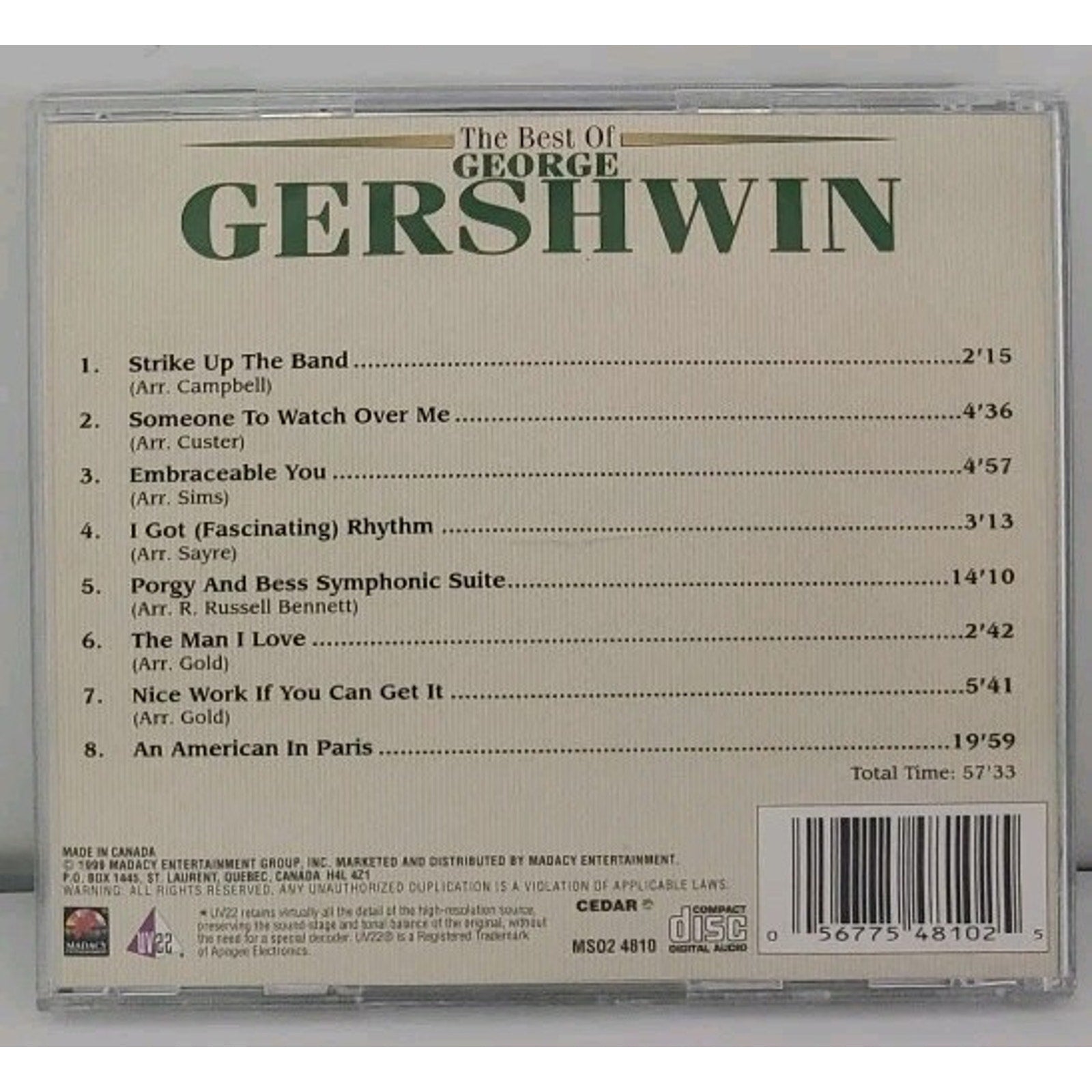 Best of Gershwin by George Gershwin (CD, 1999)