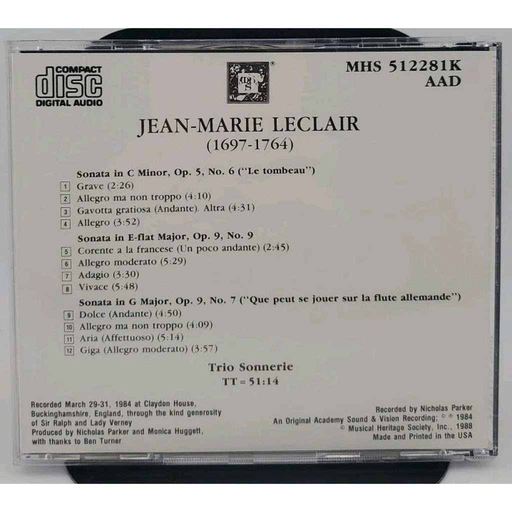 Jean-Marie Leclair - Sonatas For Violin And Basso Continuo CD