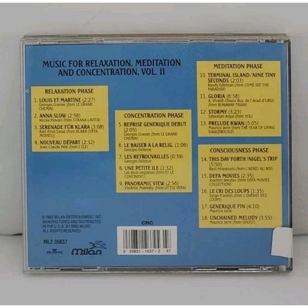 Music for Relaxation Meditation Concentration Vol II CD Milan