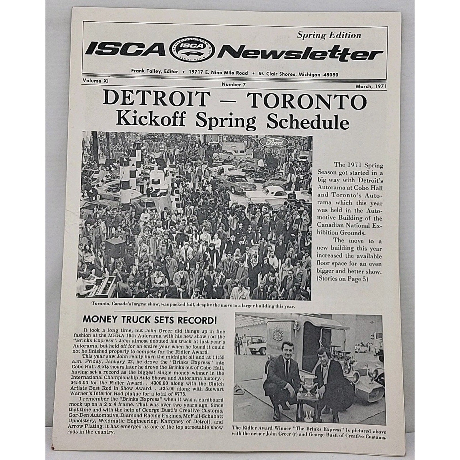 ISCA Newsletter March 1971 Volume XI Number 7