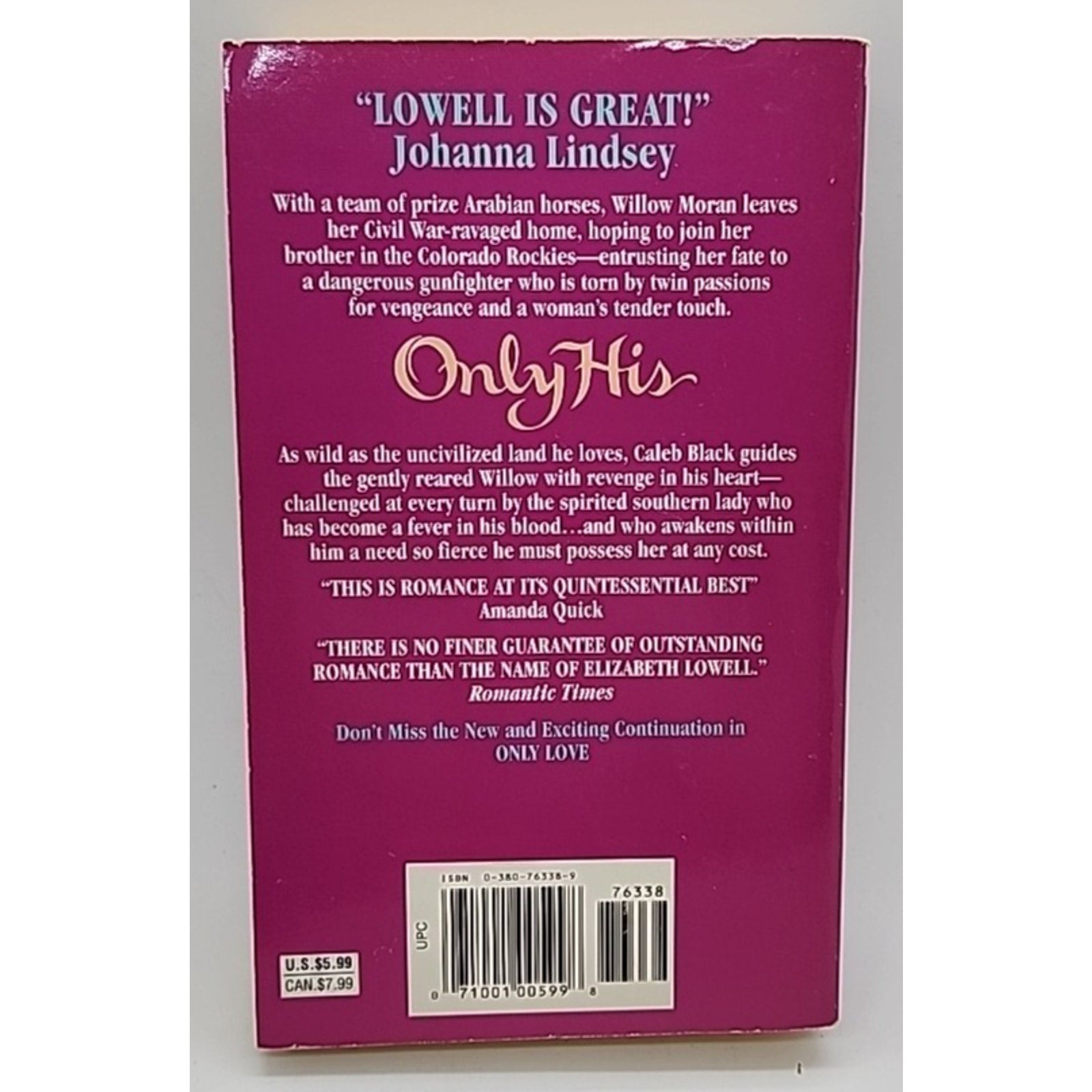 Only His by Elizabeth Lowell (1991, Trade Paperback)