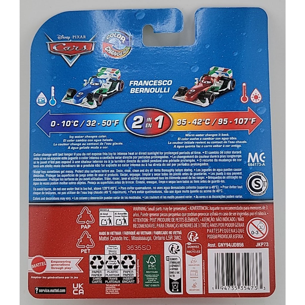 Disney Pixar Cars 2 in 1 Color Changers Francesco Bernoulli 1:55 Scale