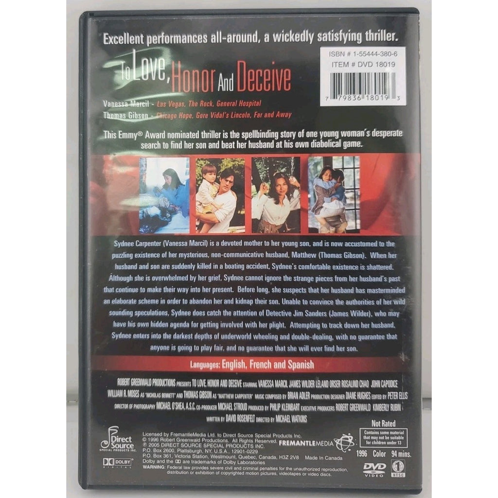 To Love Honor & Deceive (1996) (DVD, 1996)
