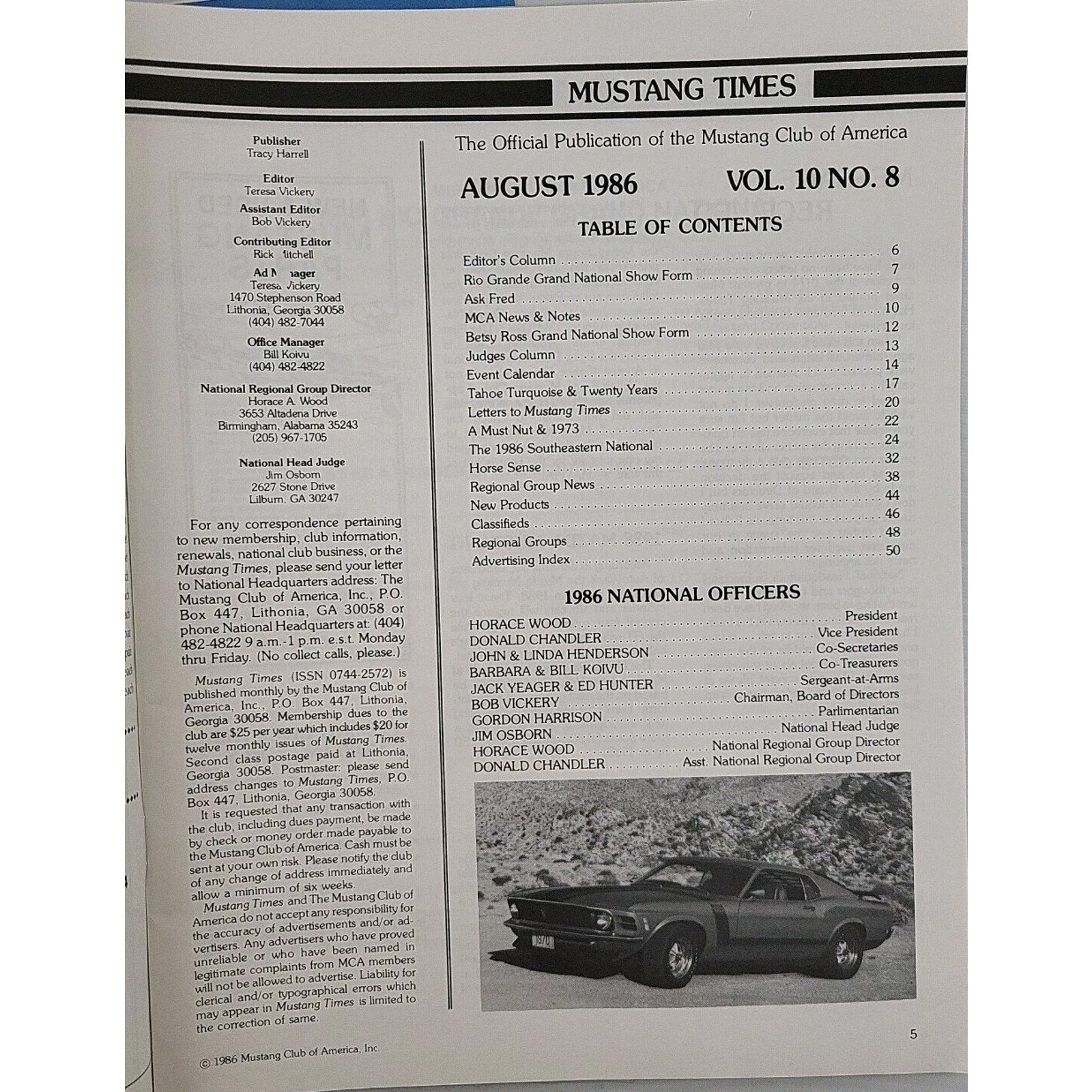 Mustang Times 1986 August Magazine