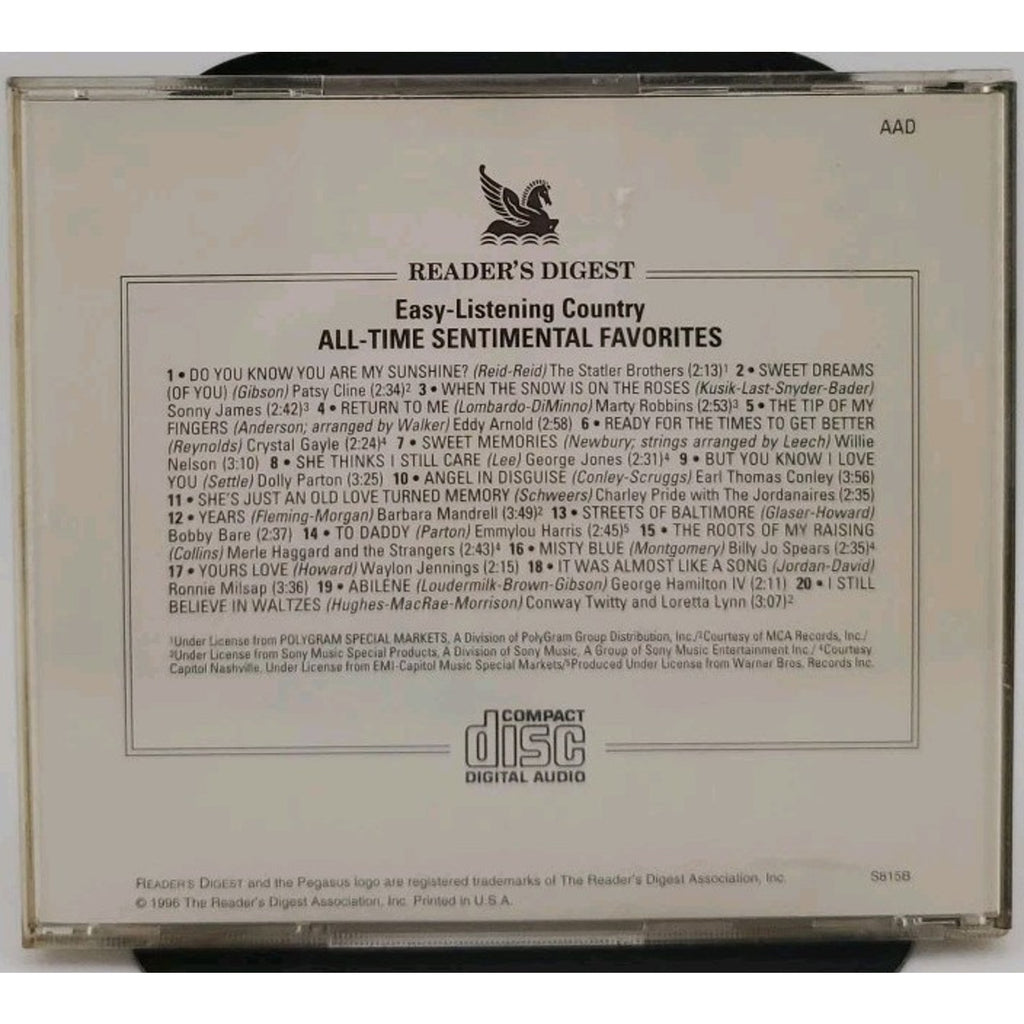 All Time Sentimental Favorites Audio Music CD Disc 1996 Reader's Digest