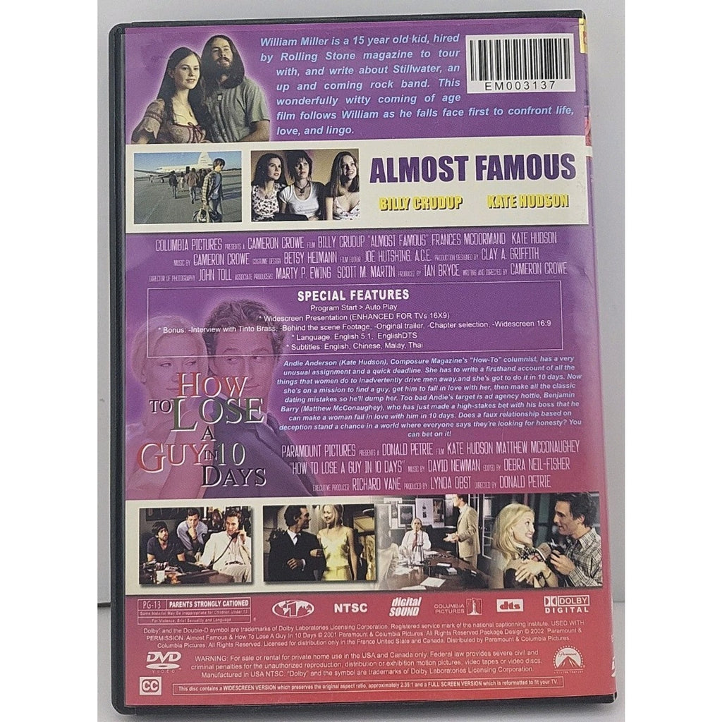 Almost Famous / How To Lose A Guy In 10 Days Widescreen Version DVD DSS