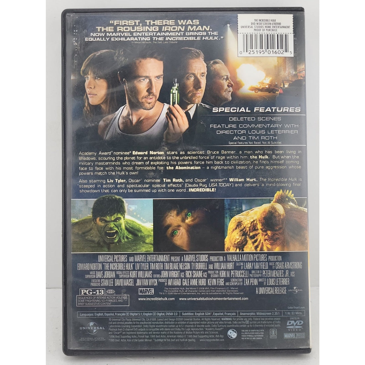 The Incredible Hulk (DVD, 2008)