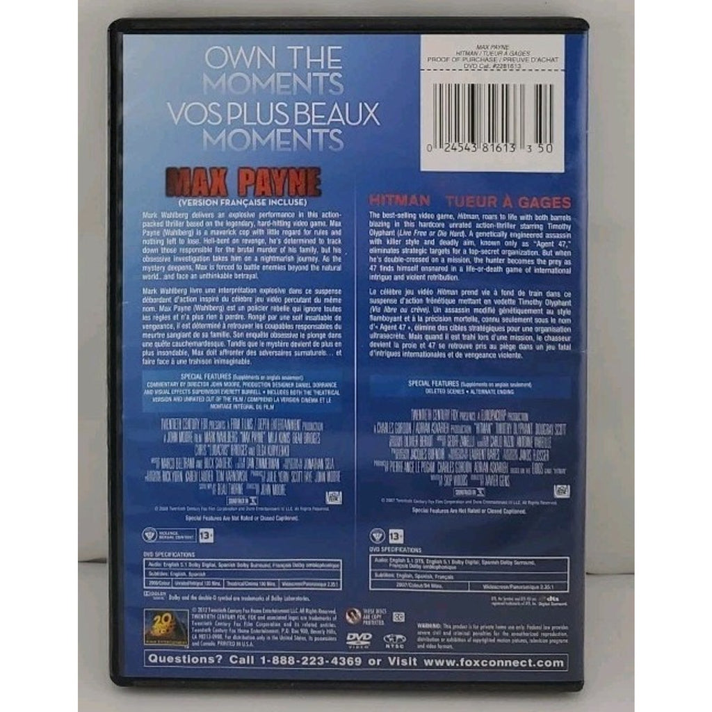 Max Payne/Hitman (DVD, 2012, Canadian)