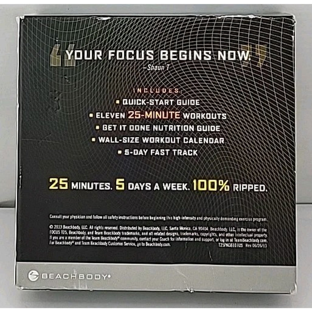 Beachbody Focus T25 Alpha CD Set Workout Nutrition Guide *Missing 1 Disc*