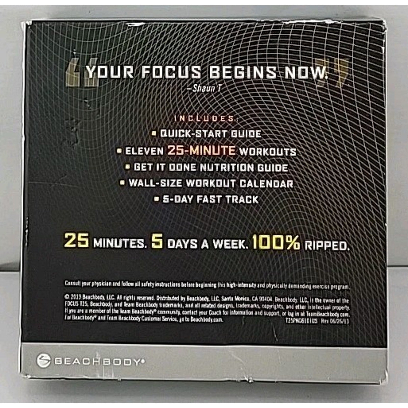 Beachbody Focus T25 Alpha CD Set Workout Nutrition Guide *Missing 1 Disc*
