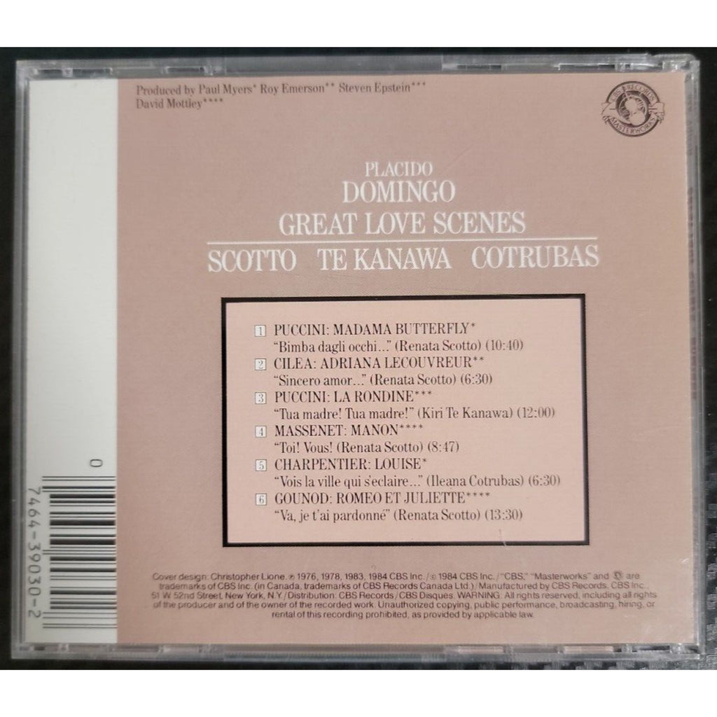 GREAT LOVE SCENES Placido Domingo (CD, 1984, CBS)