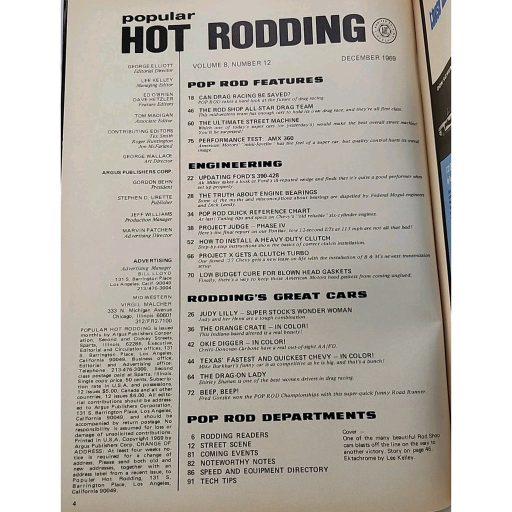 Popular Hot Rodding Magazine December 1969