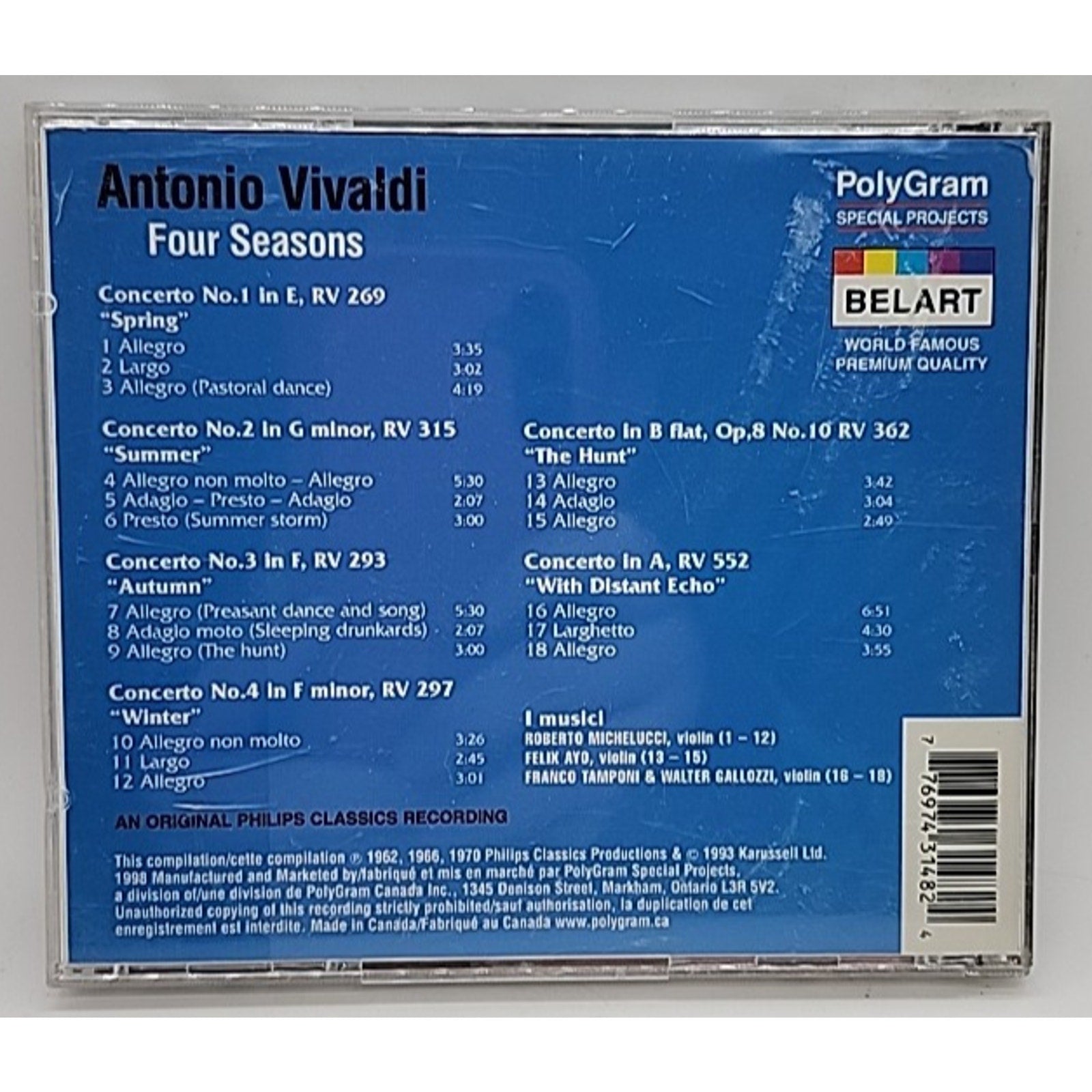 Vivaldi: Four Seasons I Musici - By Antonio Vivaldi (CD)