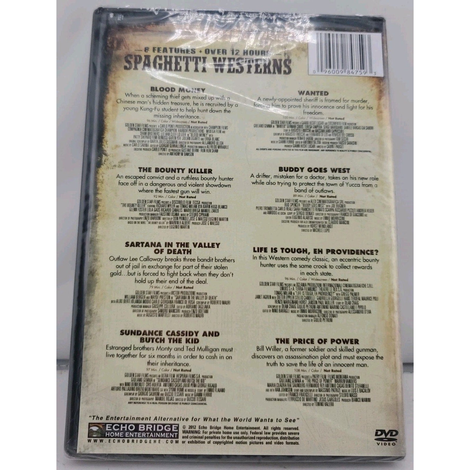 8 Movie Spaghetti Western Pack (DVD) *Brand New*