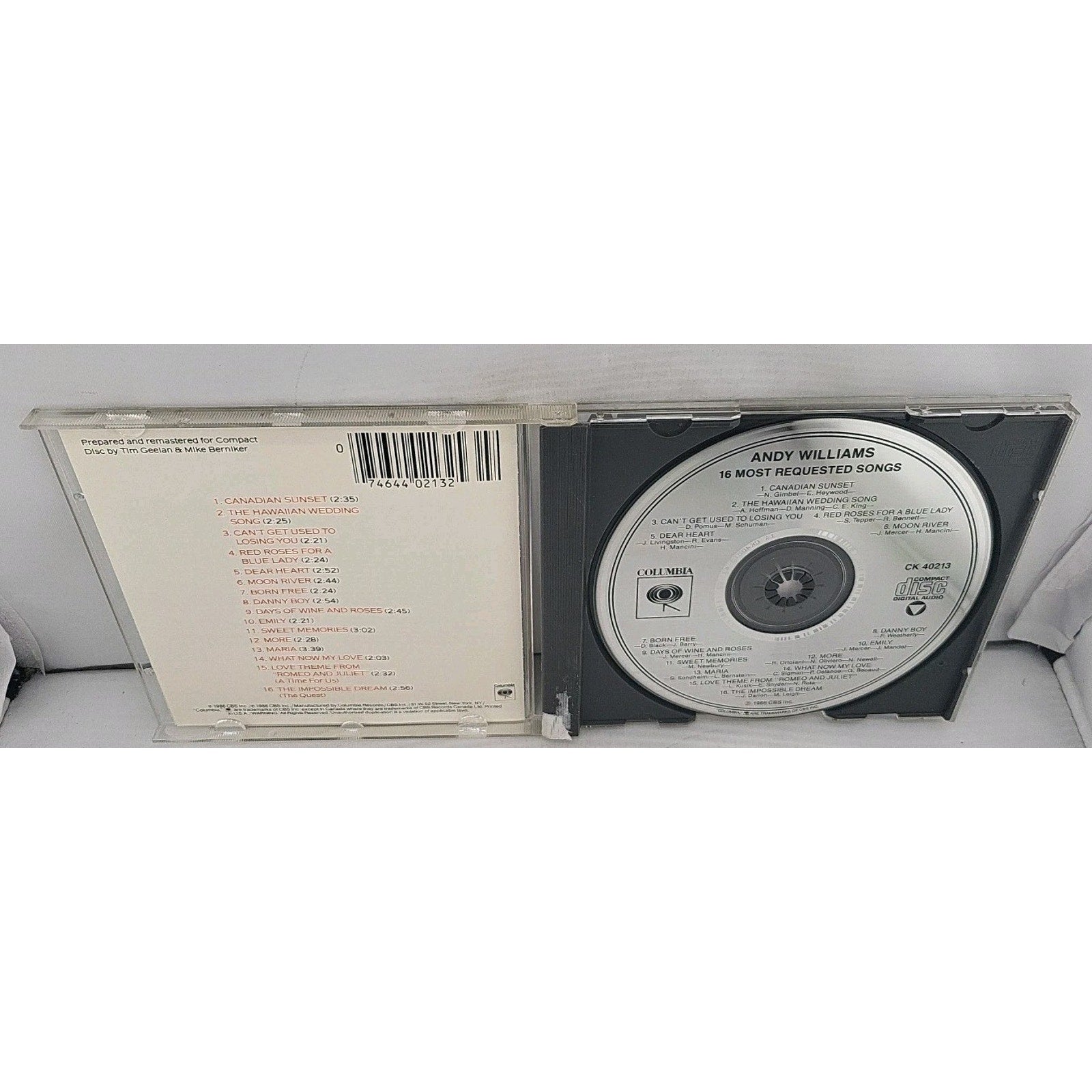 16 Most Requested Songs by Andy Williams (CD, 1990)