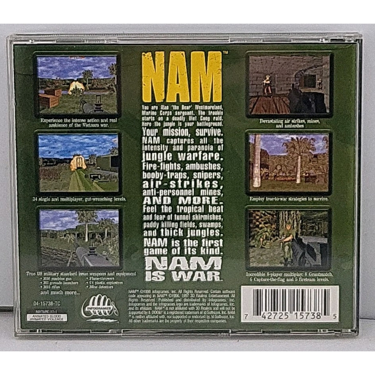 Nam (PC CD-ROM, 1998) Vietnam War FPS GT Interactive Software B116