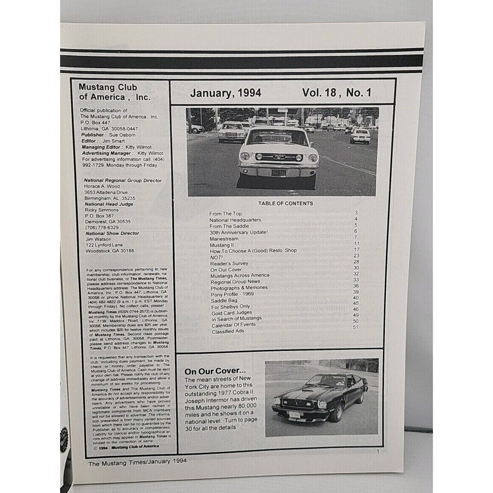 Mustang Times Volume 19 No 1 January 1994