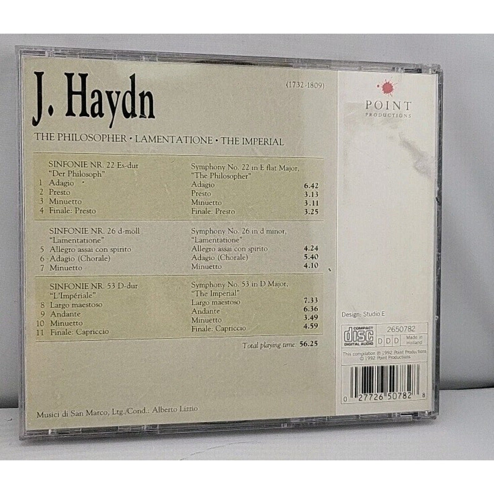 Haydn: The Philosopher Lamentation The Imperial CD, Symphony NO. 22 26 53
