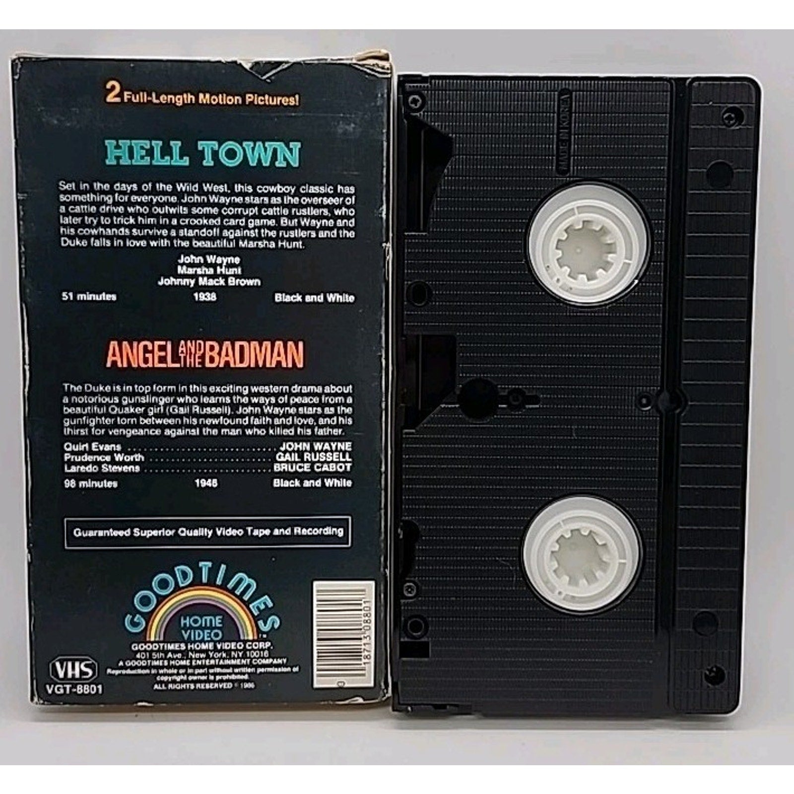 John Wayne Double Feature Hell Town/Angel and the Badman (VHS, 1986)