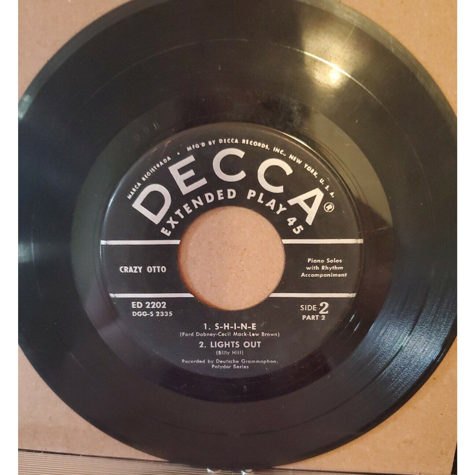 Crazy Otto - Part 2 EP 7" VG+ Vinyl 45 Decca ED 2202 USA 1955