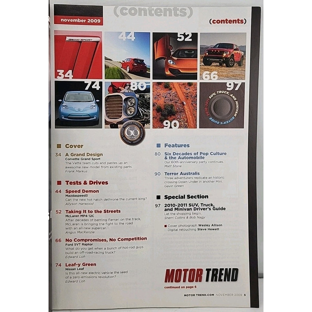 Motor Trend Magazine November 2009