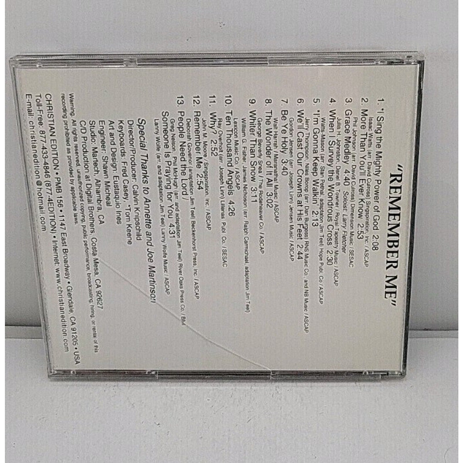 "Remember Me" Christian Edition A Mens Chorus CD