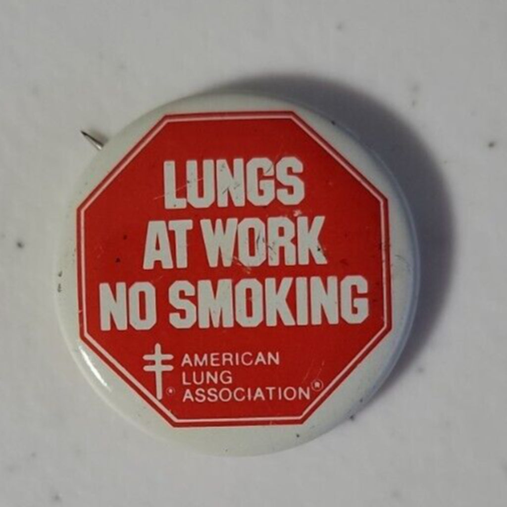Vintage Lungs At Work No Smoking Metal Pinback American Red Cross