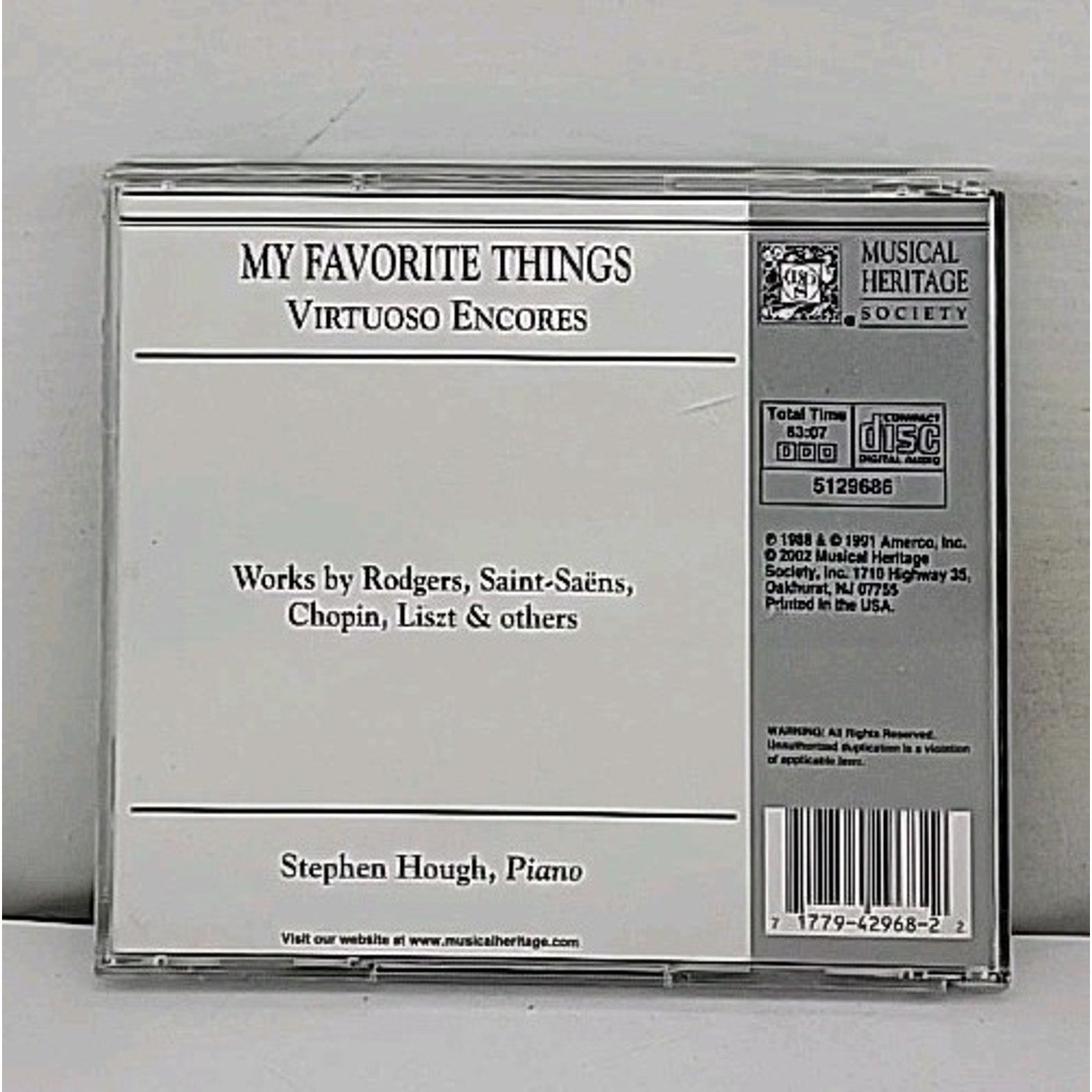 Stephen Hough - My Favorite Things: Virtuoso Encores CD (MB2) (B1)