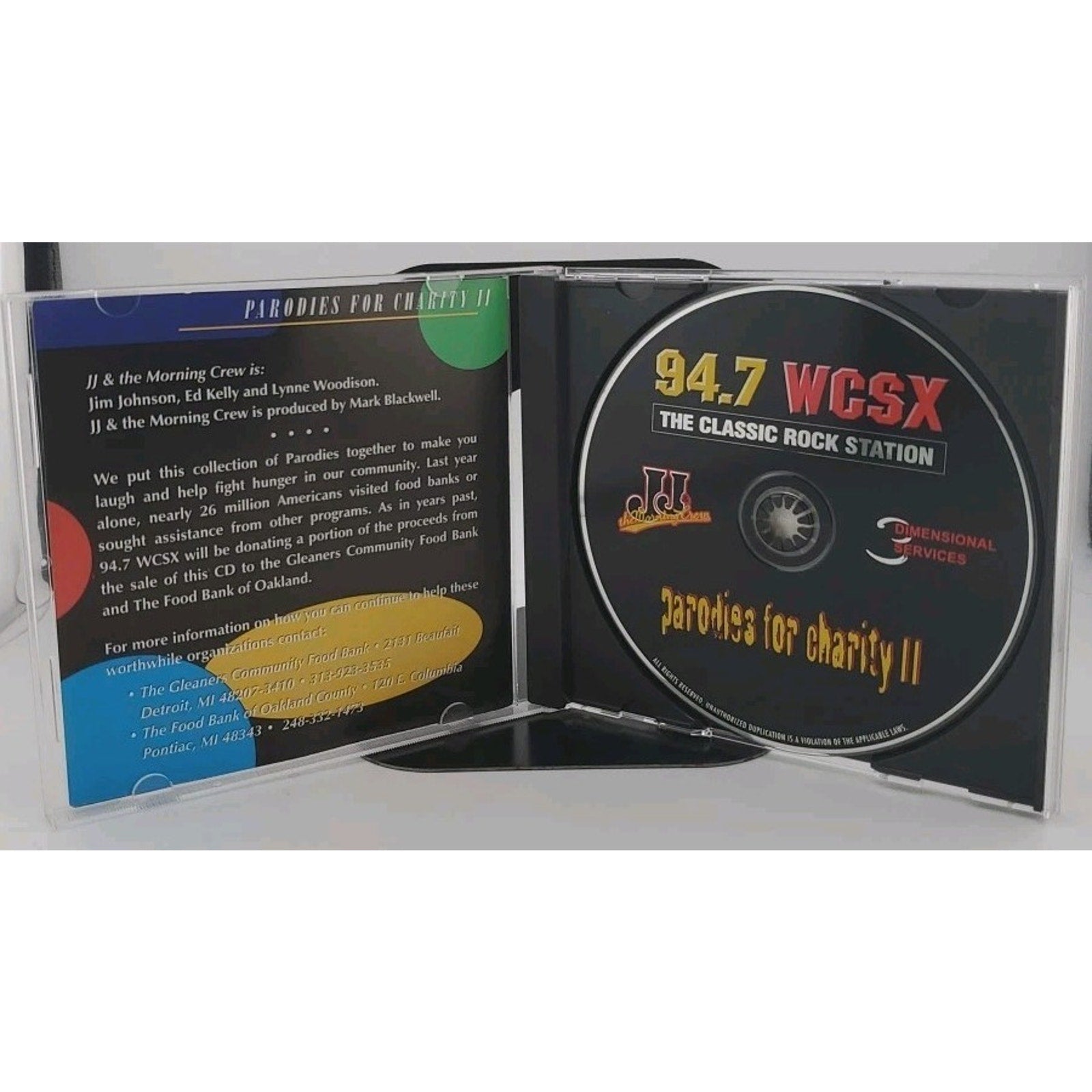 JJ & the Morning Crew "Parodies for Charity II" CD OOP 1998 94.7 WCSX FM Comedy