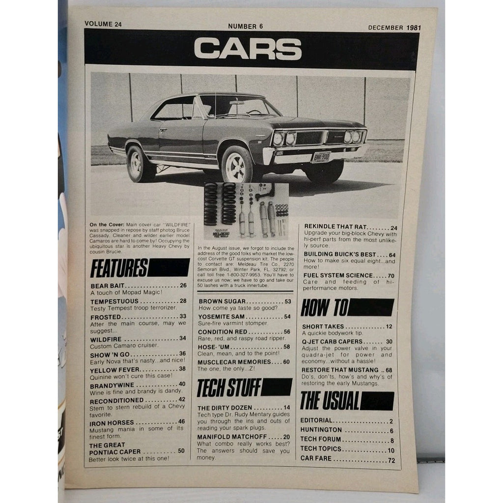 Cars Magazine December 1981 Volume 24 Number 6