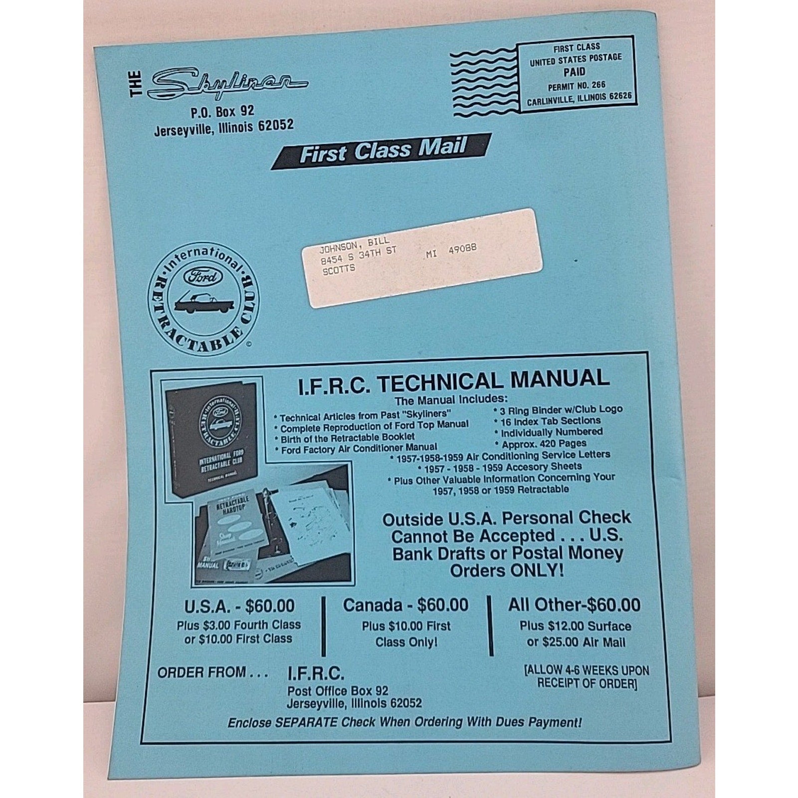 The Skyliner - International Retractable Club - April 1988 Number 94