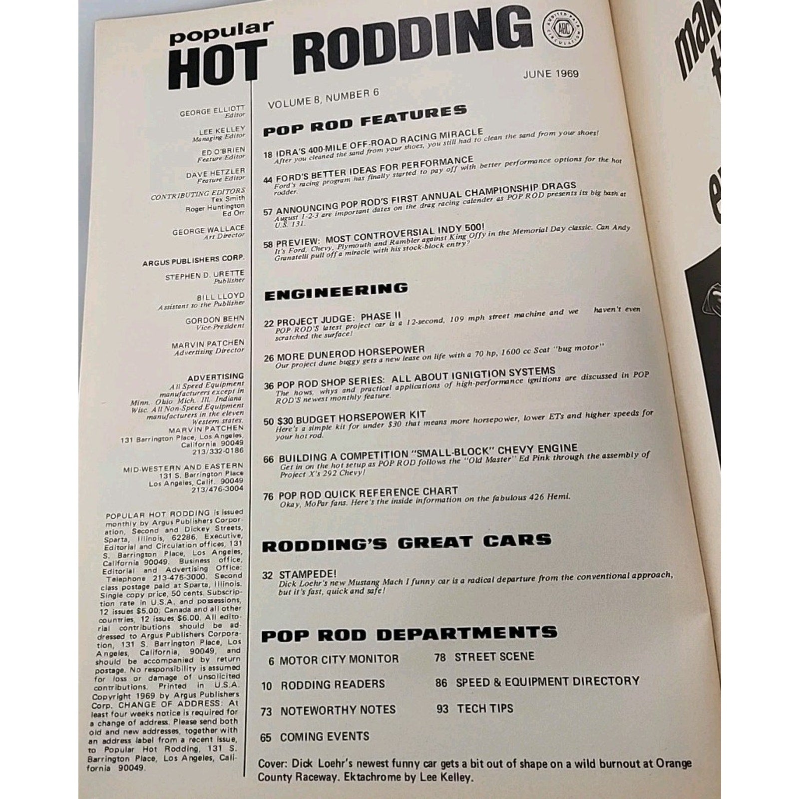 Popular Hot Rodding Magazine June 1969