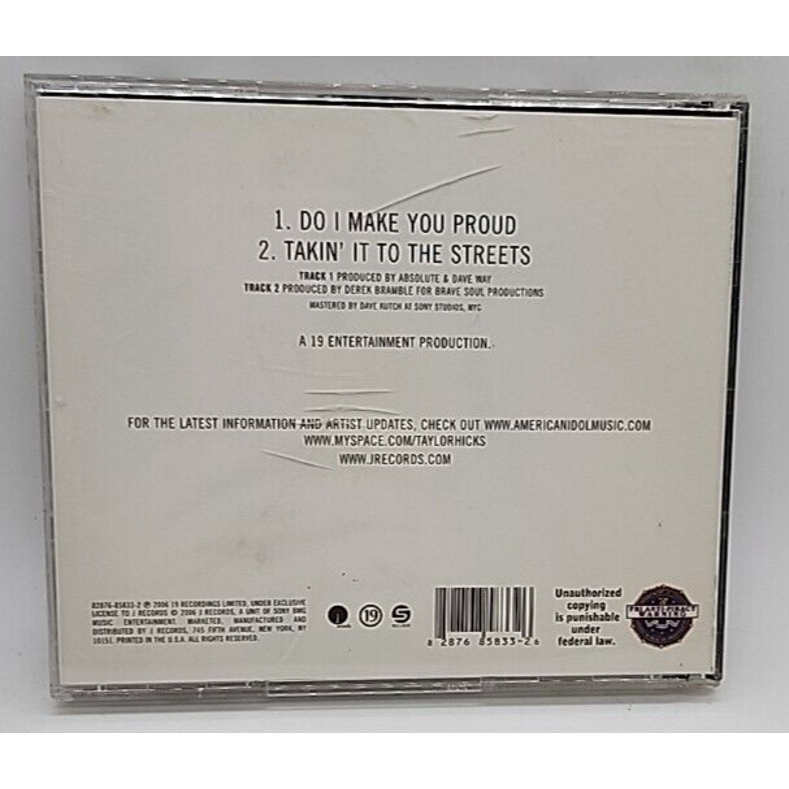 Do I Make You Proud by Taylor Hicks (CD Single, 2006)