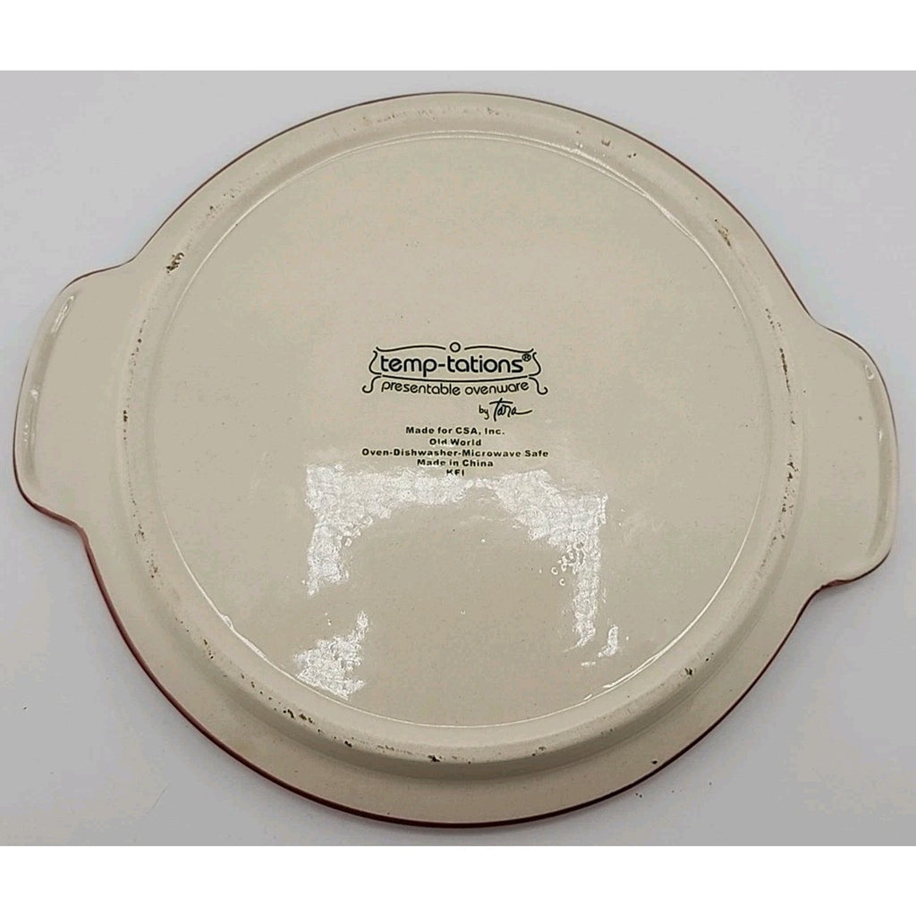 Tara Temptations Presentable Ovenware Old World Plate Trivet w Handles Red 7.5"