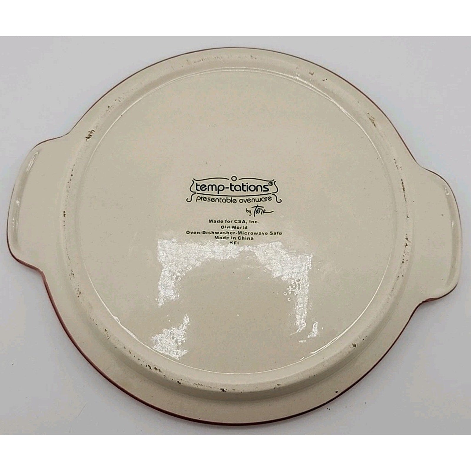 Tara Temptations Presentable Ovenware Old World Plate Trivet w Handles Red 7.5"