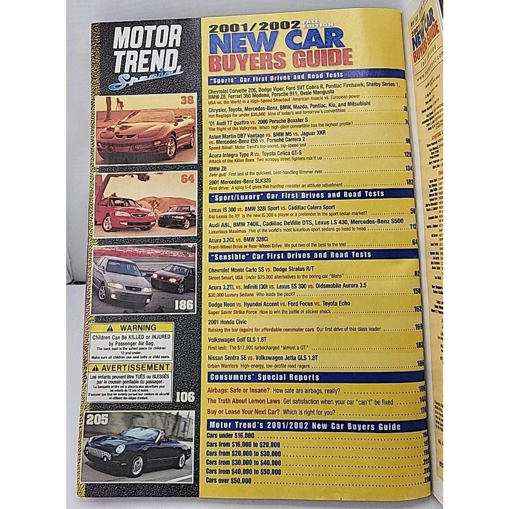 Motor Trend Special Magazine 2001/2002 New Car Buyers Guide Fall Edition