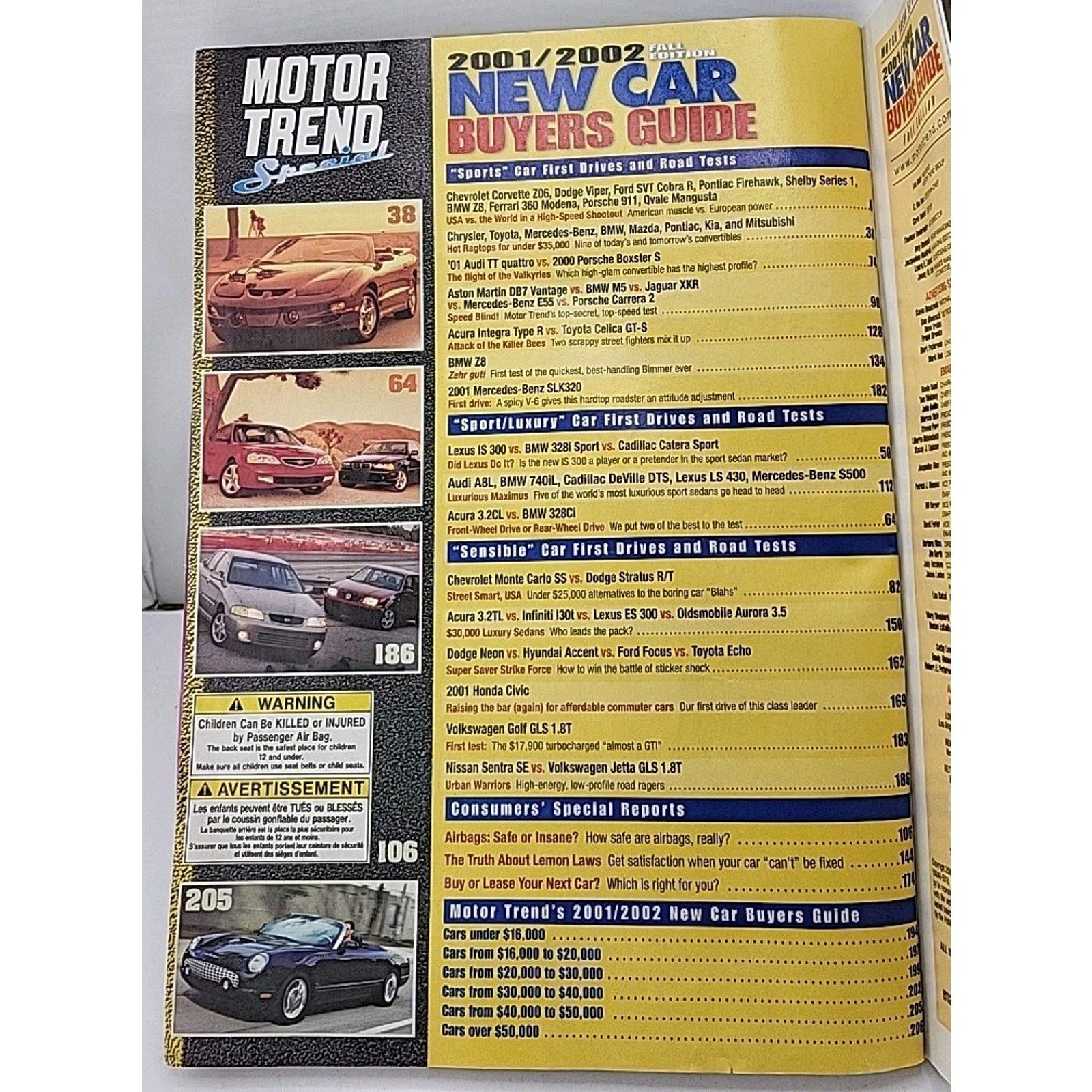 Motor Trend Special Magazine 2001/2002 New Car Buyers Guide Fall Edition