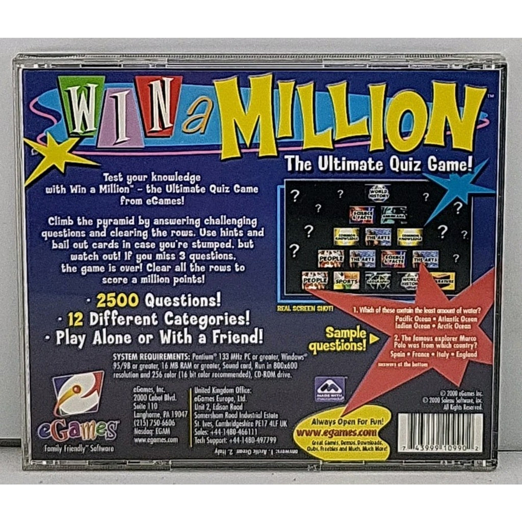 Egames Win a Million the Ultimate Quiz Game PC Cd-rom